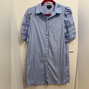 Blue Striped Button-Up shirt Dress - modern works size XS